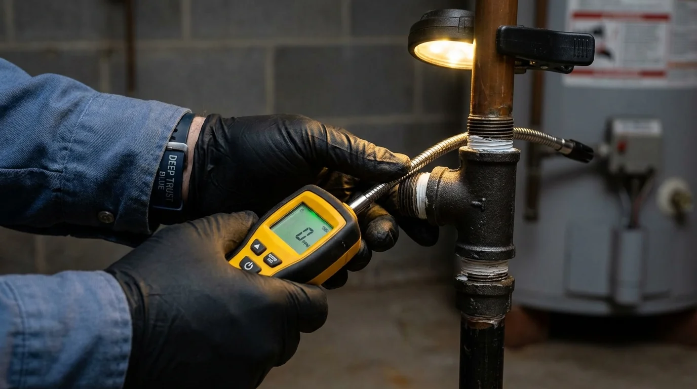 Gas leak detection with electronic sniffer by Johns Plumbing LLC in Greer