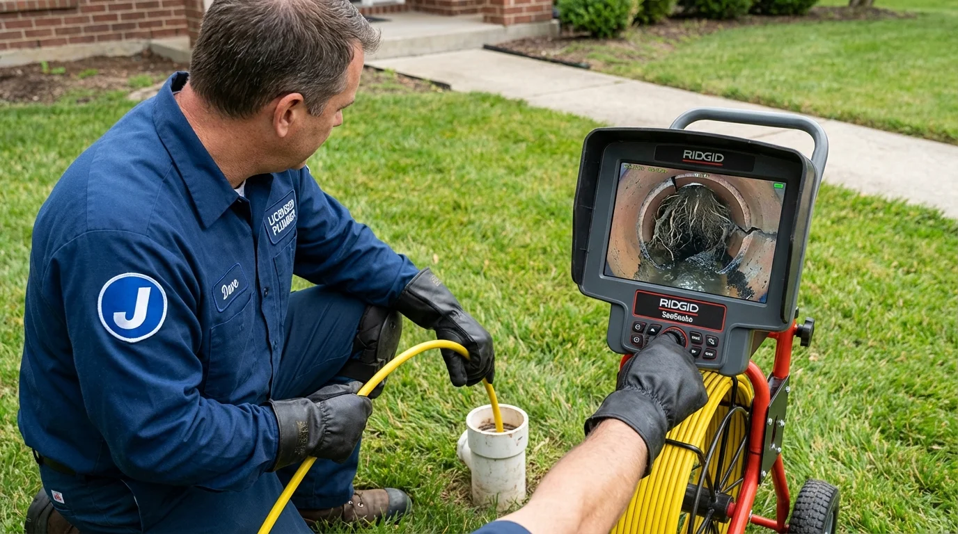 Sewer camera inspection being performed by Johns Plumbing LLC in Greer