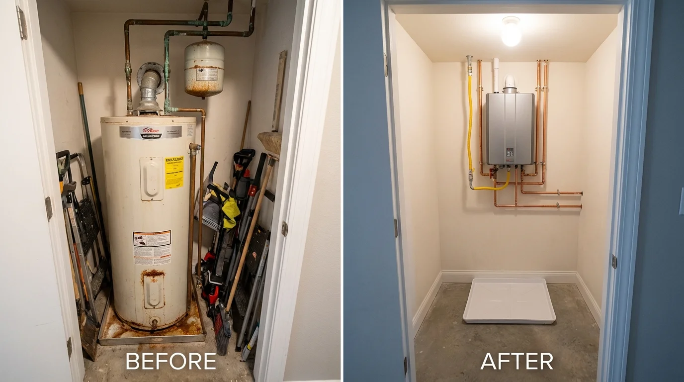 Tank water heater versus wall-mounted tankless unit comparison for Greer, SC homeowners